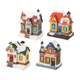 Lumineo BO Village Led House 10 x 8cm - 4 Assorted